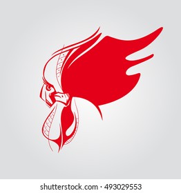 Abstract illustration of rooster. Vector design element for new year 2017