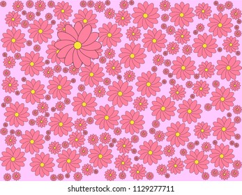 abstract illustration. Sakura blossoms on light Pink color background.