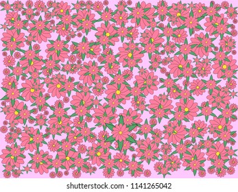 abstract illustration. Sakura blossoms on light Pink color background.