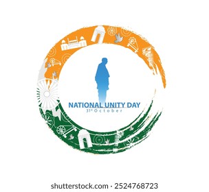 abstract illustration of sardar Patel on the occasion of National unity day, and national monuments of India. vector