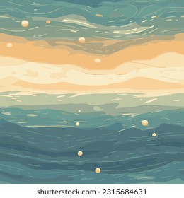 Ilustración abstracta del mar y la nube por la noche para un patrón ininterrumpido