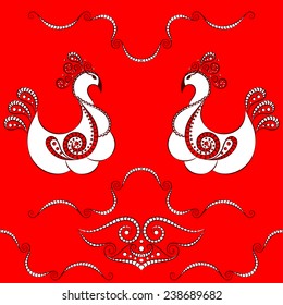 Abstract Illustration Seamless Pattern and Bird and waves
