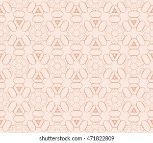 Abstract illustration of a seamless pattern of floral ornament. Vector. Beige, pastel color. For the design of printed products, holiday material, fashion design