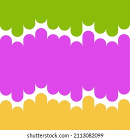 abstract illustration, seamless pattern of green, purple and orange. Used in printing, fabric patterns, wallpaper or packaging.