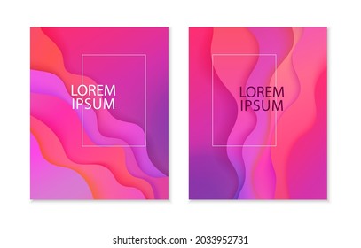 Conjunto de ilustraciones abstractas de 2 fondos. Estilo de corte de papel. Diseño de vectores para presentaciones de banners, volantes, afiches e invitaciones.