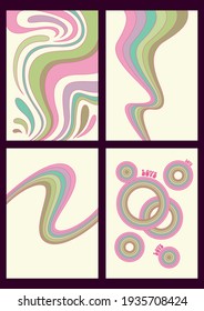 Abstract Illustration Set, Psychedelic Color Lines and Circles