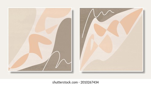 Abstract illustration set vector EPS 10 print hand drawn painted geometry contemporary aesthetic minimalist shape mid century modern art design