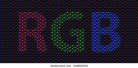 Abstract illustration of shades of RGB - red, green, blue color set on black background.