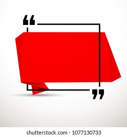 Abstract illustration with shape speech talking cloud of red color. Quote geometric origami red speech bubble background and place for message sign. Colorful banners set