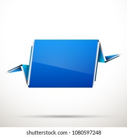 Abstract illustration with shape speech talking cloud of blue color. Quote geometric origami blue speech bubble background and place for message sign. Colorful banners set