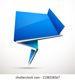 Abstract illustration with shape speech talking cloud of blue color. Quote geometric origami blue speech bubble background and place for message sign. Colorful banners set