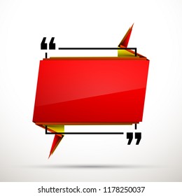 Abstract illustration with shape speech talking cloud of red color. Quote geometric origami red speech bubble background and place for message sign. Colorful banners set