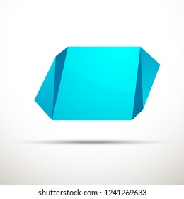 Abstract illustration with shape speech talking cloud of blue color. Quote geometric origami blue speech bubble background and place for message sign. Colorful banners set