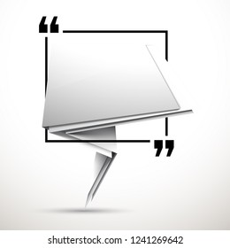 Abstract illustration with shape speech talking cloud of white color. Quote geometric origami white speech bubble background and place for message sign. Colorful banners set