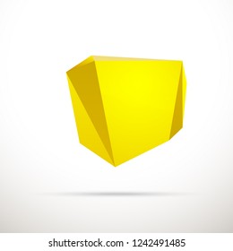 Abstract illustration with shape speech talking cloud of yellow color. Quote geometric origami yellow speech bubble background and place for message sign. Colorful banners set