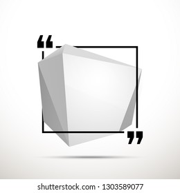 Abstract illustration with shape speech talking cloud of white color. Quote geometric origami white speech bubble background and place for message sign. Colorful banners set