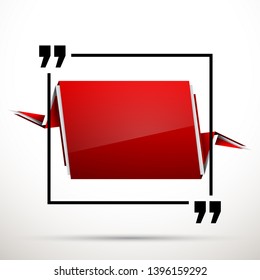 Abstract illustration with shape speech talking cloud of red color. Quote geometric origami red speech bubble background and place for message sign. Colorful banners set