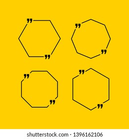 Abstract illustration with shape speech talking cloud of yellow color. Quote geometric origami yellow speech bubble background and place for message sign. Colorful banners set