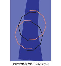 Abstract illustration with shapes in blue, vector