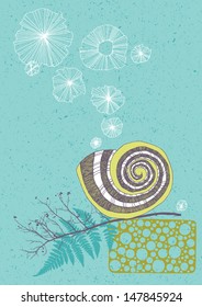 Abstract illustration with shell and twig