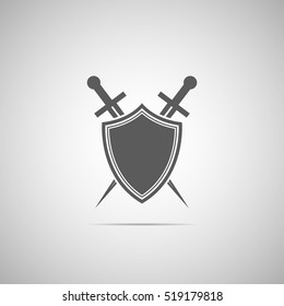 Abstract illustration - shield and sword icon with shadow
