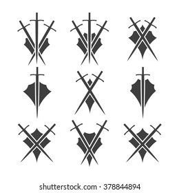 Abstract illustration - shield and sword icons