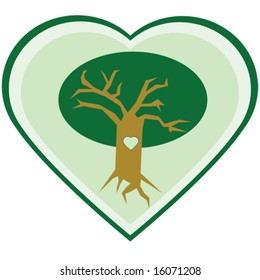 Abstract illustration showing heart and tree to indicate love for nature
