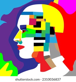 abstract illustration of side view face