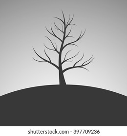 Abstract illustration - a silhouette of a lonely tree