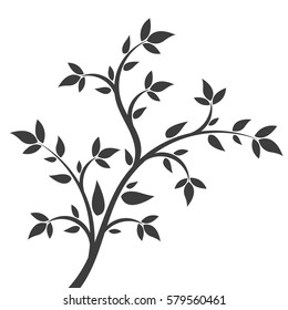Abstract illustration - silhouette of a young tree, bush.