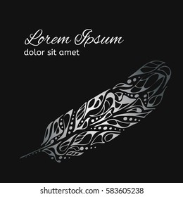 Abstract illustration of silver feather
