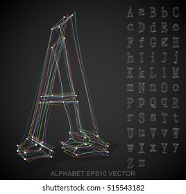 Abstract illustration of a sketched Letters with transparent shadow. Set of hand drawn 3D Letters for your design. EPS 10 vector illustration.