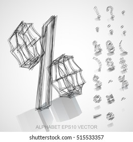 Abstract illustration of a sketched Symbols with reflection. Set of hand drawn 3D Symbols for your design. EPS 10 vector illustration