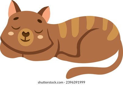 Abstract illustration of a sleeping brown cat. Vector illustration of cat