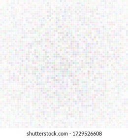 Abstract illustration of small multicolored squares or pixels on white background