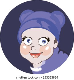 Abstract illustration of a smiling child, vector