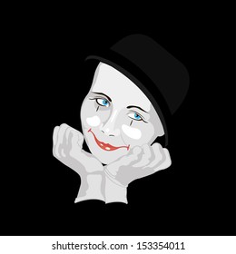 Abstract illustration of a smiling mime