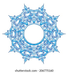 Abstract illustration of snowflake on a white background for design