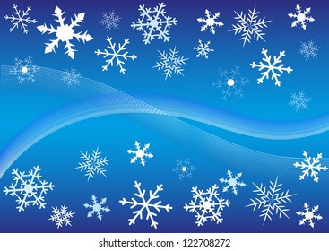 Abstract illustration with snowflakes