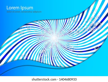 Abstract illustration of soap bubbles on a background with rays. Elements of purity and freshness for your design. Vector illustration