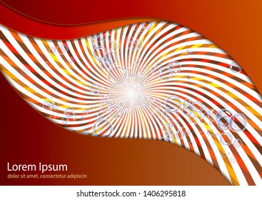 Abstract illustration of soap bubbles on a background with rays. Elements of purity and freshness for your design. Vector illustration