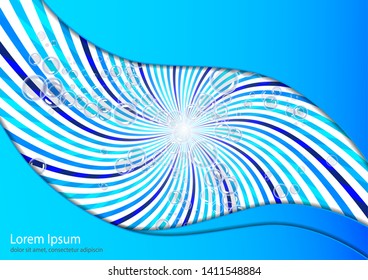 Abstract illustration of soap bubbles on a background with rays. Elements of purity and freshness for your design. Vector illustration