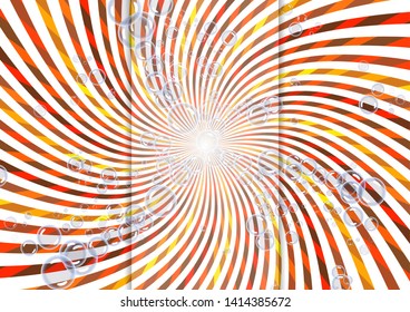 Abstract illustration of soap bubbles on a background with rays. Elements of purity and freshness for your design. Vector illustration