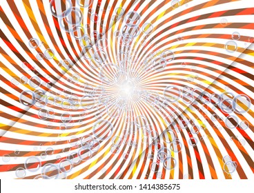 Abstract illustration of soap bubbles on a background with rays. Elements of purity and freshness for your design. Vector illustration