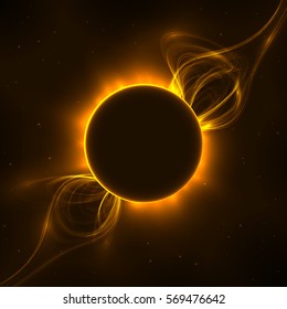 Abstract illustration of solar prominences in space, eclipse