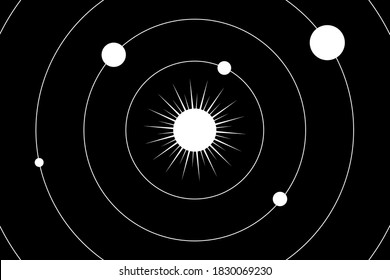 Abstract illustration with solar system on black background for wallpaper design. Star universe background. Planet earth. Vector illustration.