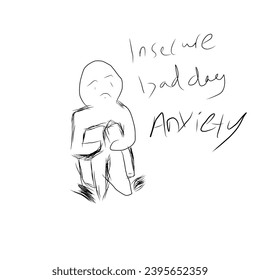Abstract illustration of someone sitting in a corner contemplating and thinking negatively