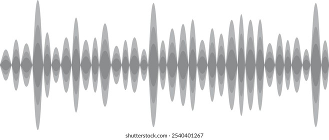 Abstract illustration of a sound wave, visualized as oscillating lines on a white background, representing audio signals, music, or sound effects