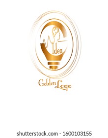 Abstract to illustration speed to think an idea with golden texture and icons. Logo type