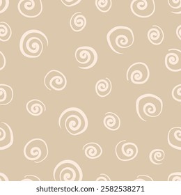 Abstract illustration, spiral, ornament, sand beige background, seamless pattern